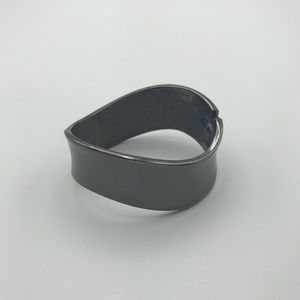 Modern brutalist silver toned cuff bracelet